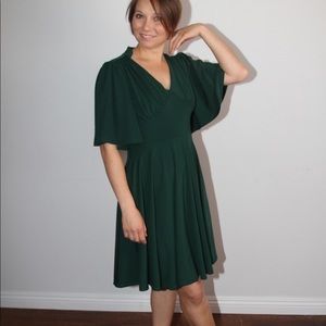 Women’s Dark Green Vintage Knee-Length Dress